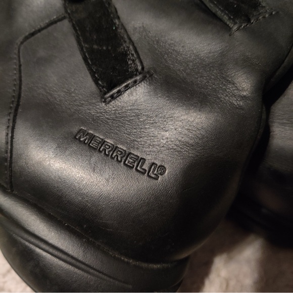 MERRELL Tetra Launch Waterproof Boots Women US 6 Black Leather Mid-Calf Moto Zip - Picture 6 of 9